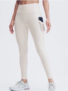 Fabletics PowerHold On-The-Go High Waist Leggings Creamy White Pockets NWT
